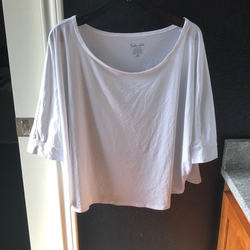 NWOT splendid grey stripe work out top large